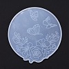 Flat Round with Flower & Butterfly Cup Mat Silicone Molds DIY-M034-29-2