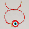 Bohemian Style Apple Shape Evil Eye Charm Glass Seed Bead Link Bracelets SC9475-1-1