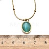 Imitation Cat Eye Oval Pendant Necklace with Round Snake Chains X-NJEW-G085-06G-4
