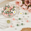 144Pcs 6 Styles Daisy & Round & Rondelle Food Grade Eco-Friendly Silicone Beads SIL-PA0001-15-4