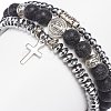 3Pcs 3 Style Natural Lava Rock & Synthetic Hematite Stretch Bracelets Set BJEW-JB08692-6