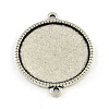 Tibetan Style Alloy Flat Round Cabochon Connector Settings TIBE-Q038-001F-AS-RS-1