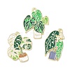 Green Plants and Potted Plants Alloy Enamel Pendants ENAM-P266-01B-G-1