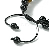 Natural Tiger Eye & Black Onyx Round Braided Bead Bracelet BJEW-TA00441-4