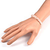 Chips Natural Rose Quartz Beaded Stretch Bracelets BJEW-JB01826-02-3