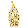 Real 18K Gold Plated Brass Pendants with Shell and Jump Rings KK-D534-04G-04-1