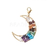Natural Gemstone Pendants Decorations with Brass Crescent Moon HJEW-JM00869-1