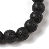 8mm Round Natural Lava Rock Braided Bead Bracelets X-BJEW-C067-01B-09-3