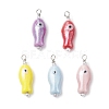Fish Shaped Evil Eye Glazed Porcelain Pendants PALLOY-JF03803-1