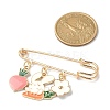 3Pcs 3 Style Easter Rabbit & Carrot & Egg Alloy Enamel Charms Safety Pin Brooches JEWB-TA00014-3