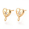 Brass Micro Pave Clear Cubic Zirconia Stud Earring Findings MAK-T011-11G-01-1