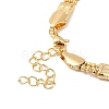 Rack Plating Brass Rectangle Link Chain Necklace with Ball Chains for Women NJEW-F311-01G-3
