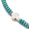 Synthetic Turquoise Beads Stretch Bracelets for Women Men BJEW-JB11293-01-3