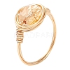 Oval Natural Rose Quartz & Prehnite & Amethyst & Citrine Finger Rings RJEW-JR00802-4