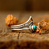 Alloy and Synthetic Turquoise Finger Rings FS-WG19095-03-3