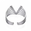 304 Stainless Steel Initial Letter V Open Cuff Ring RJEW-T023-50P-2
