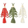 3Pcs 3 Colors Handmade Macrame Cotton Christmas Tree Pendant Decoration HJEW-JM02708-2