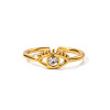 Evil Eye 304 Stainless Steel Micro Pave Clear Cubic Zirconia Adjustable Cuff Rings FS-WGCF674-01-5