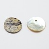 Flat Round Natural Akoya Shell Pendants X-SHEL-N031-01-2