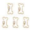 5 Pcs Brass Micro Pave Clear Cubic Zirconia Screw Carabiner Lock Charms KK-TA0003-17-1