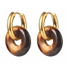 Handmade Natural Tiger Eye Dangle Hoop Earrings EJEW-JE04577-02-1