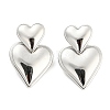304 Stainless Steel Double Heart Dangle Stud Earrings for Women EJEW-D076-01A-P-1