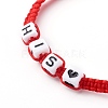Valentine's Day Adjustable Nylon Thread Braided Bead Bracelets Sets BJEW-JB06238-8