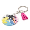 Acrylic Flat Round with Suede Tassel Pendant Keychain KEYC-G060-01E-2