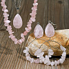 Bohemian Style Natural Rose Quartz Teardrop Pendant Necklaces & Chip Beaded Necklaces & Hoop Earrings & Dangle Earrings Sets WG11994-04-1