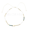 Adjustable Miyuki Seed & White Shell & Natural African Turquoise Beaded Necklaces NJEW-O127-02-1