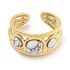 Ion Plating(IP) 304 Stainless Steel Synthetic Turquoise Cuff Rings G-Z056-06G-01-2