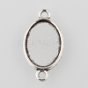 Antique Silver Tibetan Style Alloy Flat Oval Cabochon Connector Settings X-TIBE-M022-06AS-5