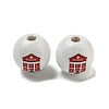 Printed Wood European Beads WOOD-L020-D02-1