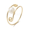 Round Natural Cultured Freshwater Pearl Finger Rings RJEW-JR00746-1