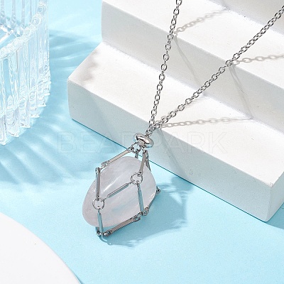 Crystal Holder Cage Necklace NJEW-JN04585-1