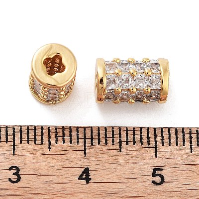 Column Brass Micro Pave Clear Cubic Zirconia Beads KK-S394-05F-1