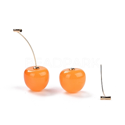 Lifelike Cherry Resin Dangle Stud Earrings LS-EJEW-F274-01A-1
