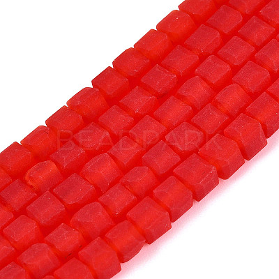 Transparent Frosted Glass Beads Strands GLAA-N072-01A-A07-1