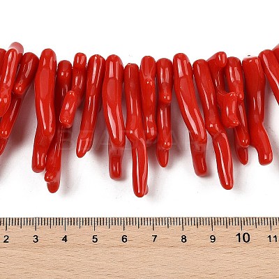Opaque Acrylic Imitation Coral Beads Strands X-SACR-P033-01A-06-1