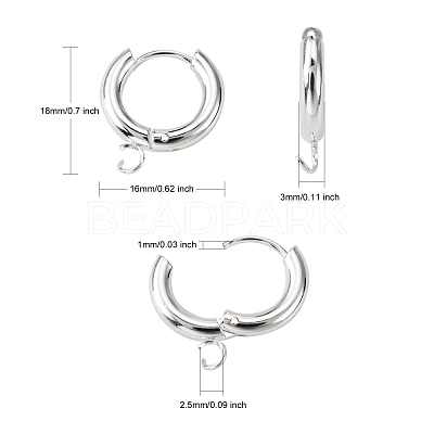 201 Stainless Steel Huggie Hoop Earring Findings STAS-P283-01C-S-1