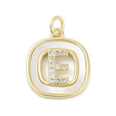 Rack Plating Brass Micro Pave Clear Cubic Zirconia Pendants KK-E102-33G-E-1