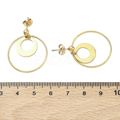 Ion Plating(IP) 304 Stainless Steel Dangle Stud Earrings EJEW-D350-02G-1