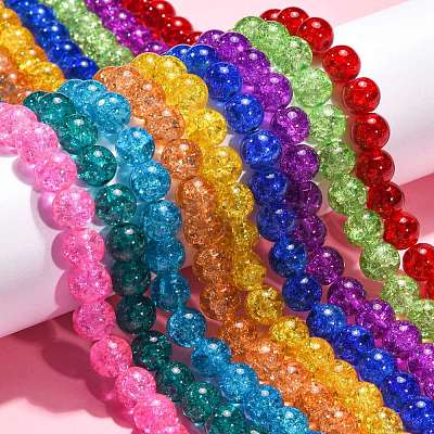 Mixed Crackle Glass Bead Strands GGC10mm-1
