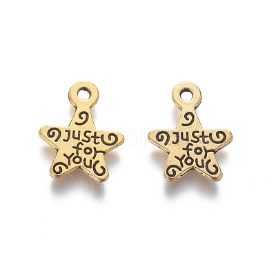 Gift Ideas for Men On Valentines Day Tibetan Style Alloy Star Carved Word Just for You Message Charms GLF1272Y-1