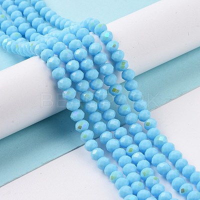 Electroplate Opaque Solid Color Glass Beads Strands EGLA-A034-P10mm-L11-1