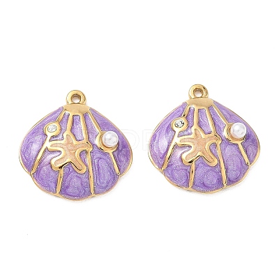 304 Stainless Steel Enamel Pendants STAS-Q119-27G-03-1