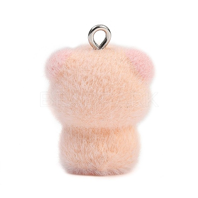 Flocky Opaque Pig Resin Pendants RESI-S026-01P-C-1