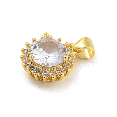 Rack Plating Brass Micro Pave Cubic Zirconia Pendants KK-G513-06G-1