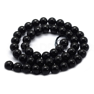 Natural Black Tourmaline Beads Strands G-G763-01-10mm-AB-1