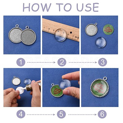 Tibetan Style Antique Silver Alloy Flat Round Pendant Cabochon Settings TIBEP-M022-38AS-1